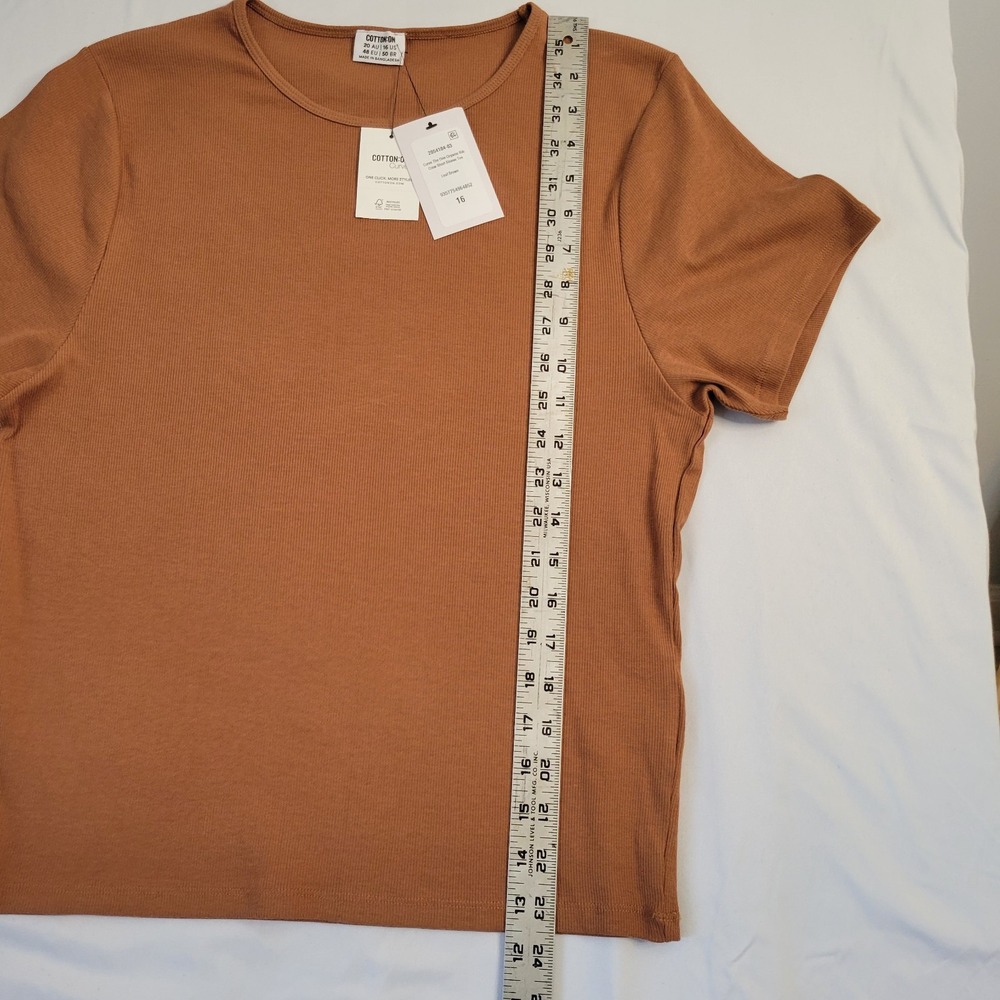 Women's Tshirt Top Sz 16 Leaf Brown Short Sleeve Casual Blouse Tees Essential Pc - Picture 6 of 9